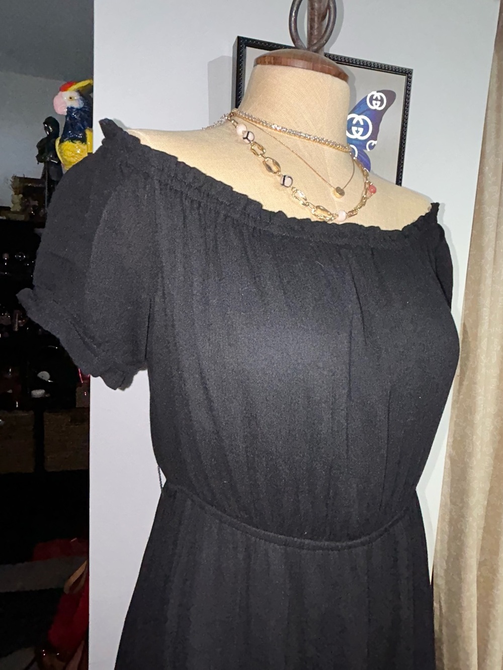 DAVI & DANI Black Maxi Peasant Dress with Short Sleeves - Picture 5 of 7